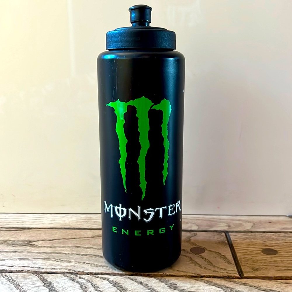 Black Monster Energy Athletic Water Bottle. 9”